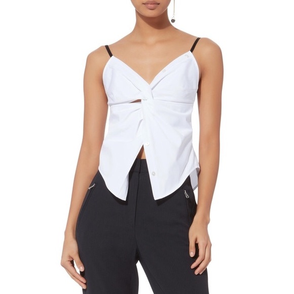 ALEXANDER WANG Twisted Front Poplin Cami Top - Picture 1 of 8